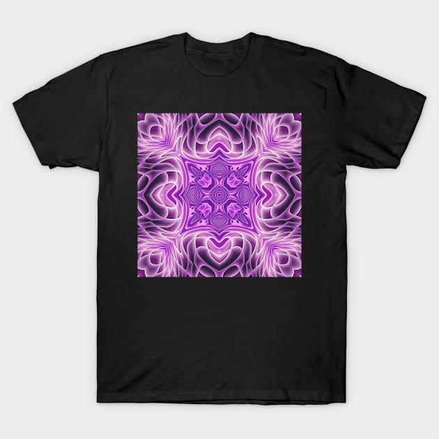 Dramatic Purple Pink Hearts and Lights Kaleidoscope T-Shirt by SeaChangeDesign
